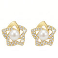 AYMI Earrings Anti-Tarnish Pearl Floral Studs