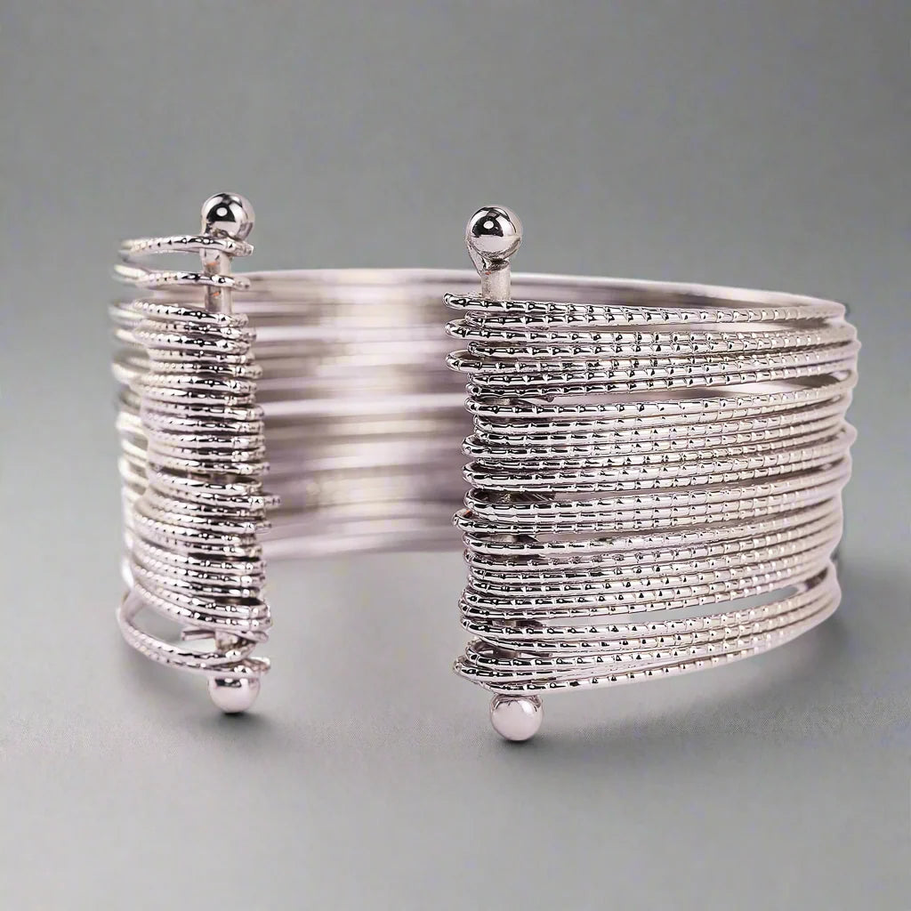 AYMI Bracelet Anti-Tarnish Silver Plated Openable Bangle (Adjustable Size)