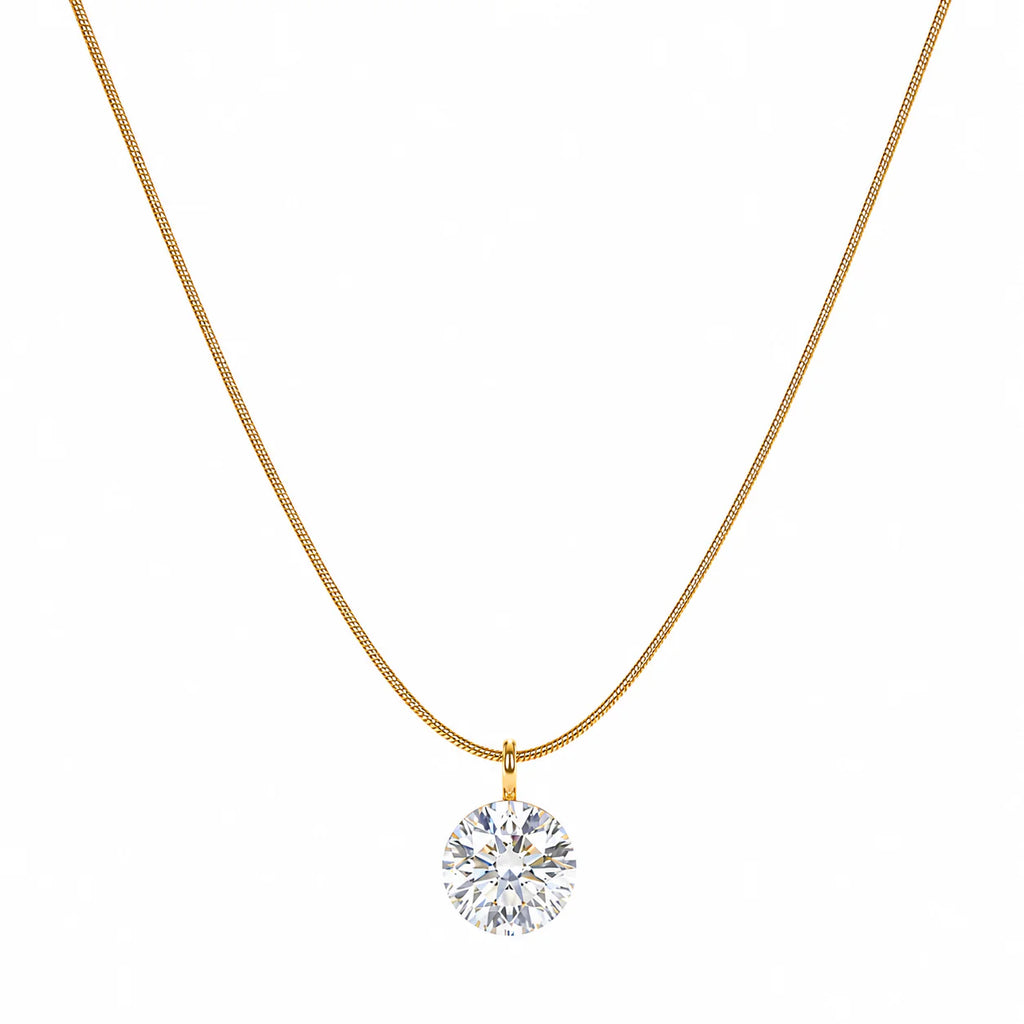 AYMI Necklace Anti-Tarnish Gold Plated Snake Chain Solitaire Pendant