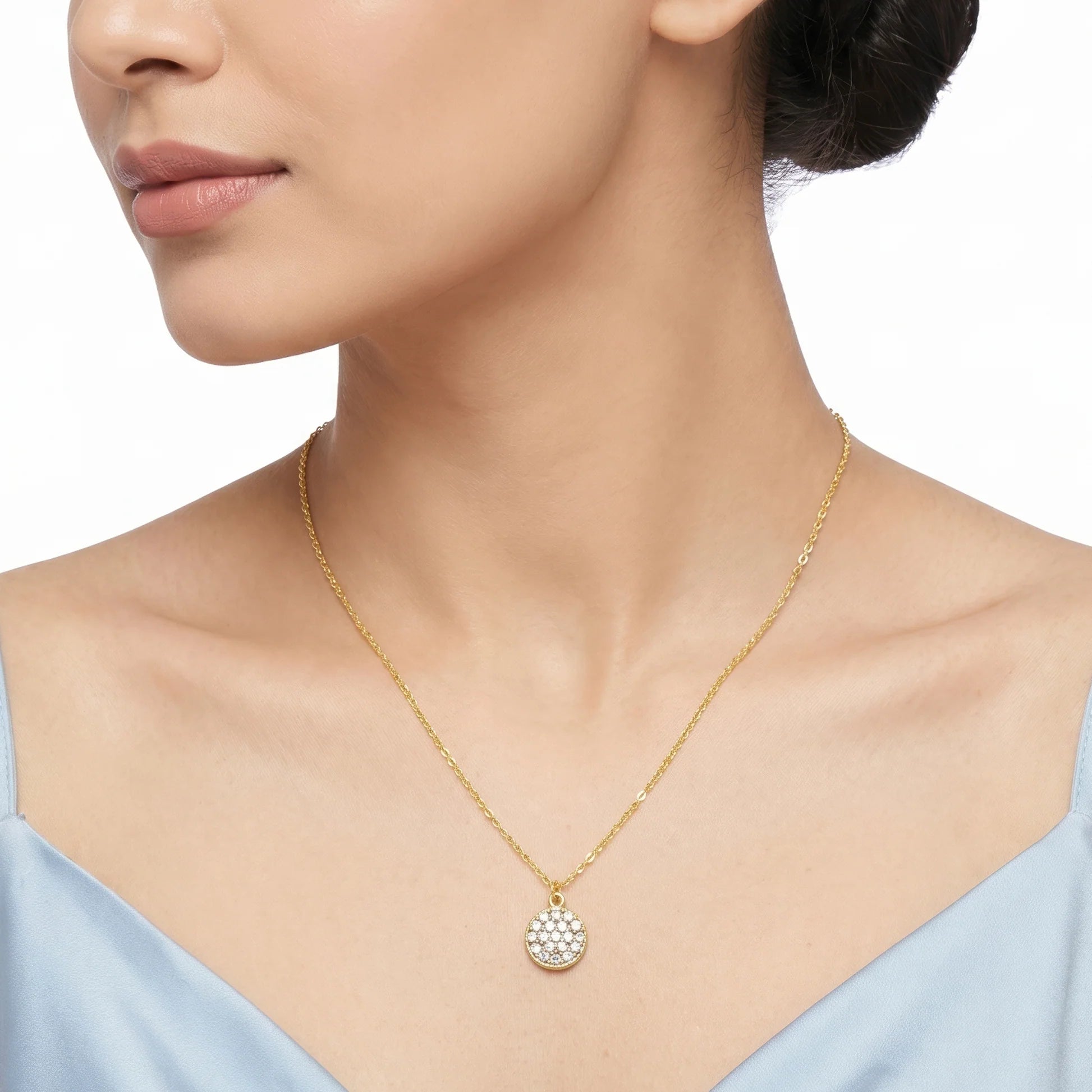 AYMI Necklace Anti-Tarnish Pavé Crystal Medallion