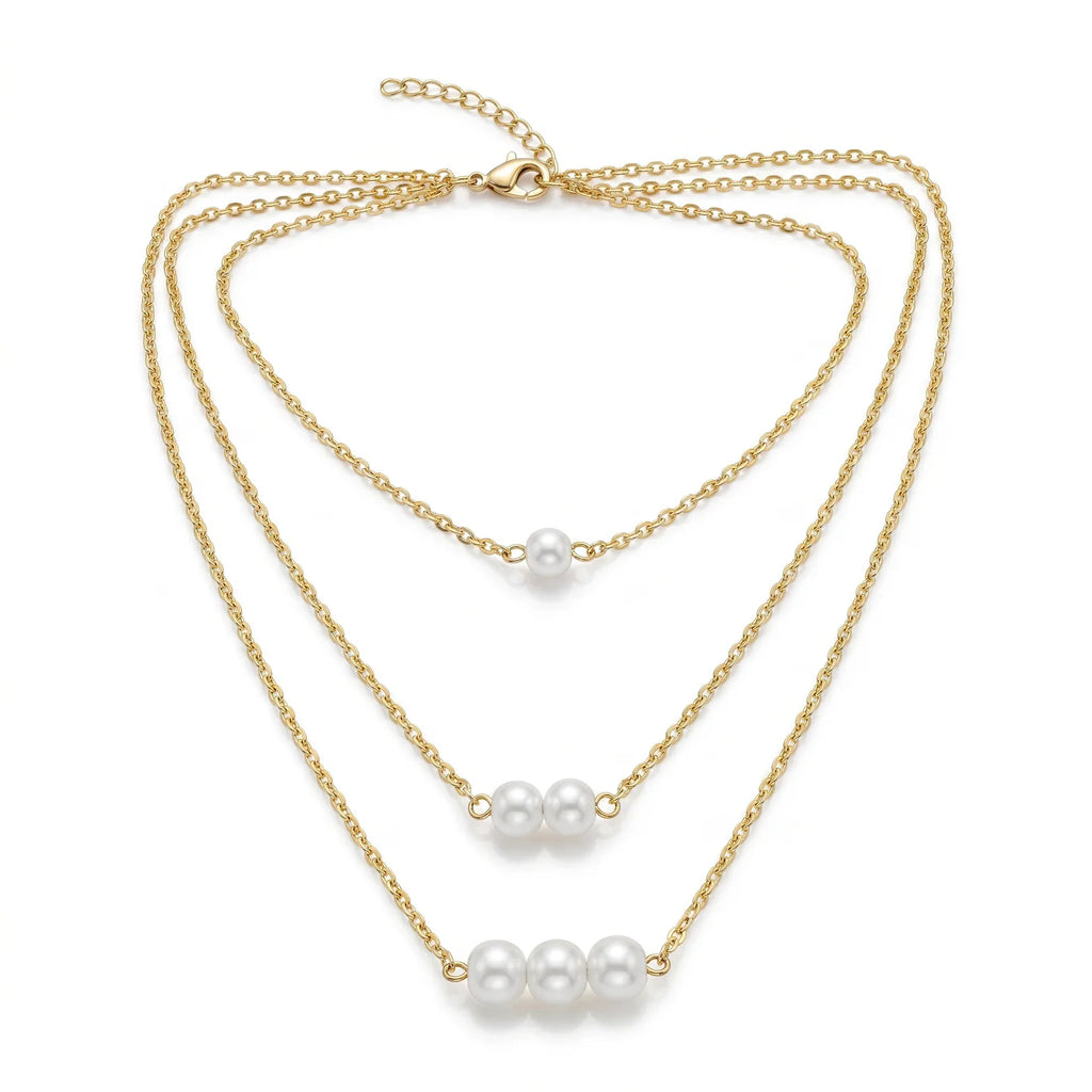 AYMI Necklace Anti-Tarnish Gold Plated Multilayered Pearls Set