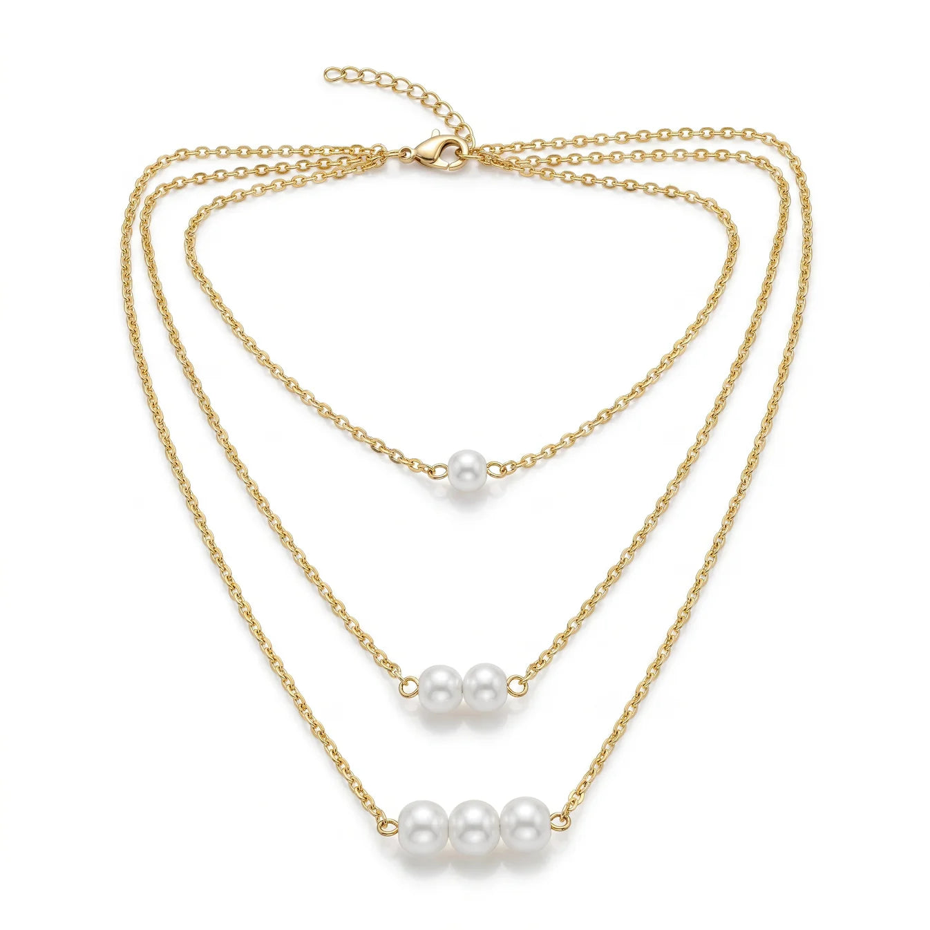 AYMI Necklace Anti-Tarnish Gold Plated Multilayered Pearls Set