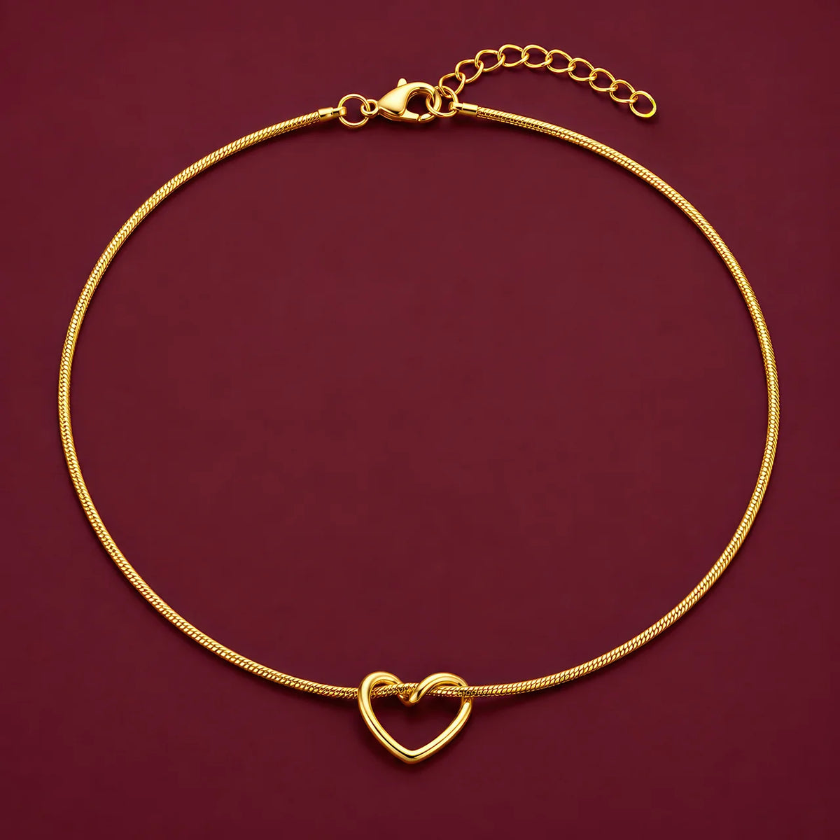 AYMI Necklace Anti-Tarnish Open
Heart Snake Chain