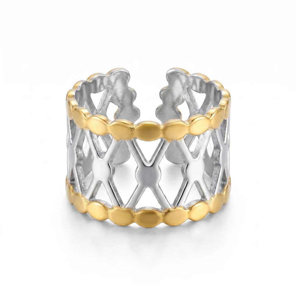 AYMI Ring Anti-Tarnish Lattice Work Statement (Adjustable Size)