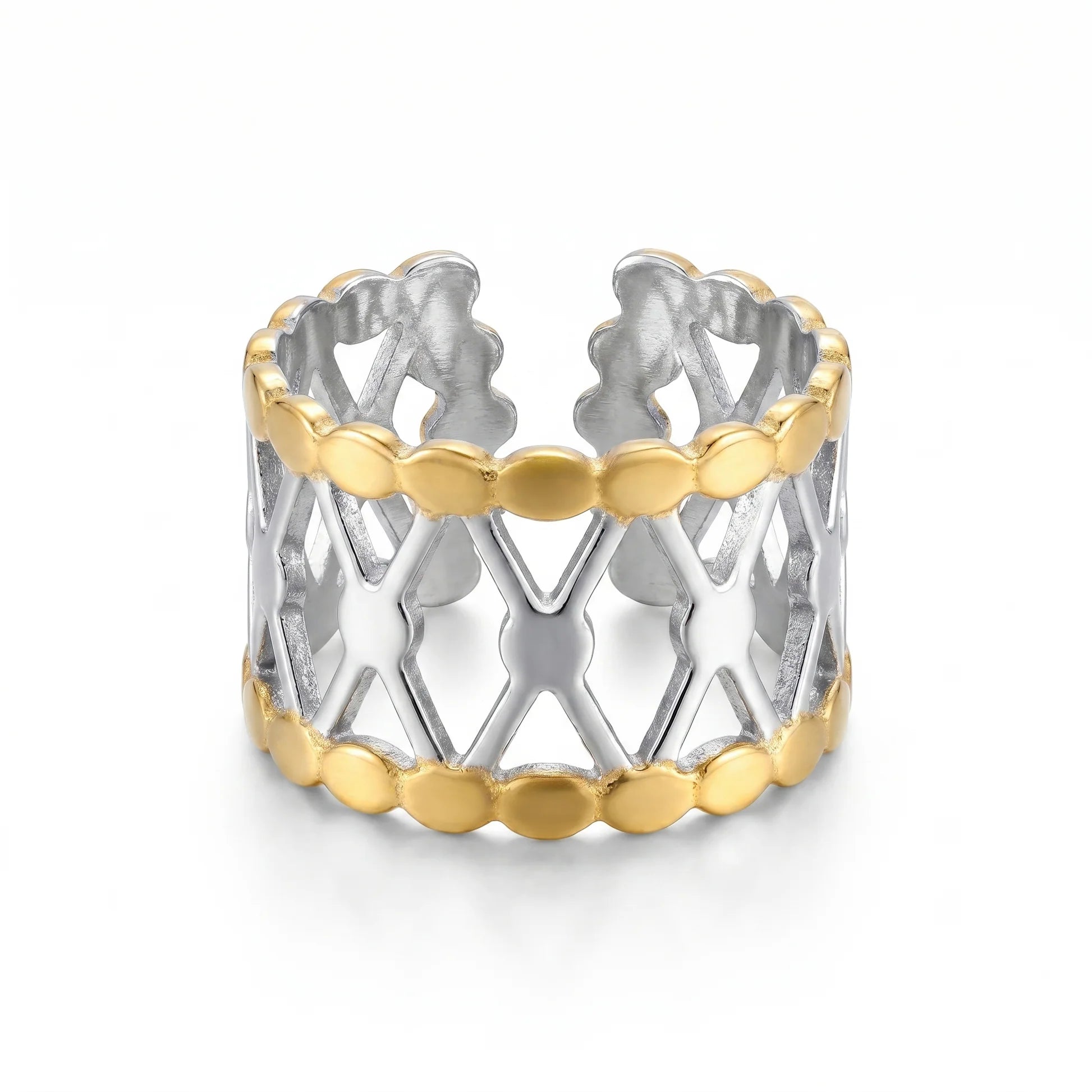 AYMI Ring Anti-Tarnish Lattice Work Statement (Adjustable Size)