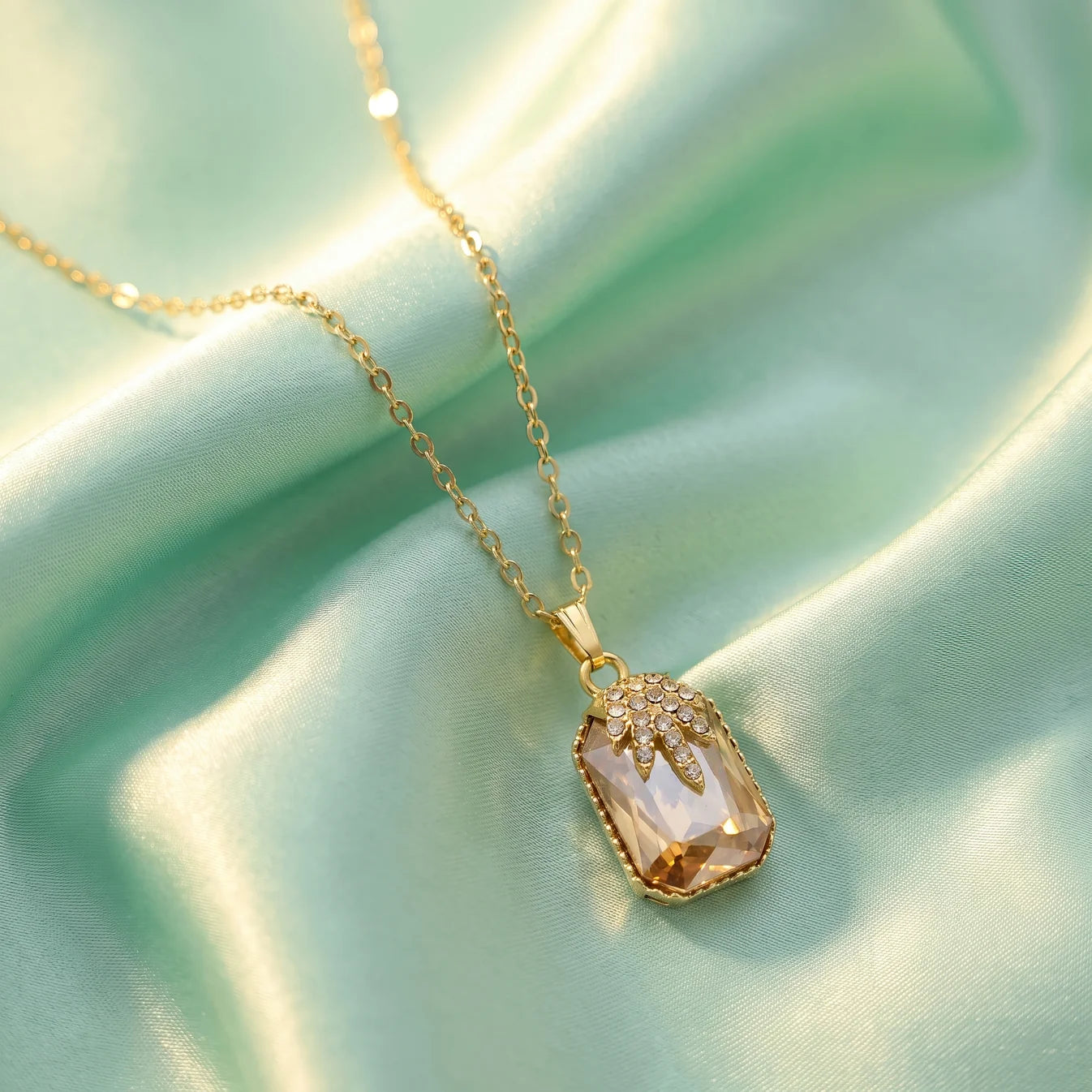 AYMI Necklace Anti-Tarnish Champagne Rectangle Pendant