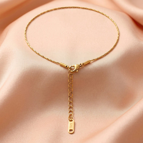 AYMI Anklet Anti-Tarnish Diamond Cut Wheat Chain