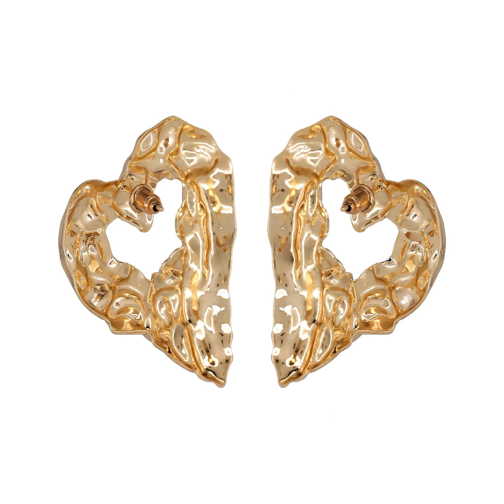 AYMI Earrings Anti-Tarnish Textured Heart Studs