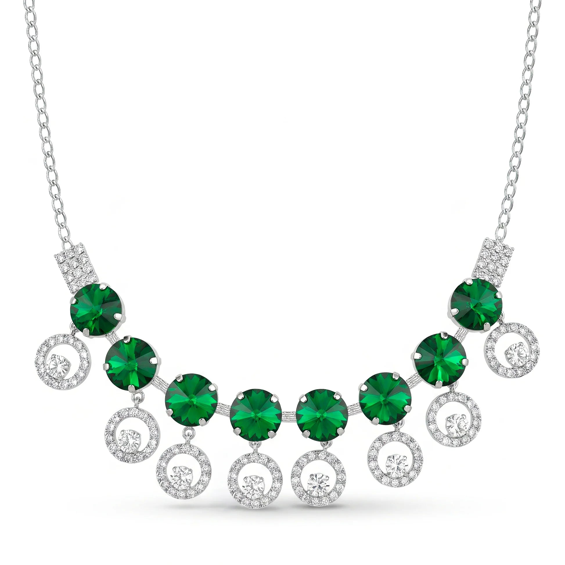 AYMI Necklace Anti-Tarnish Emerald Crystal Chain