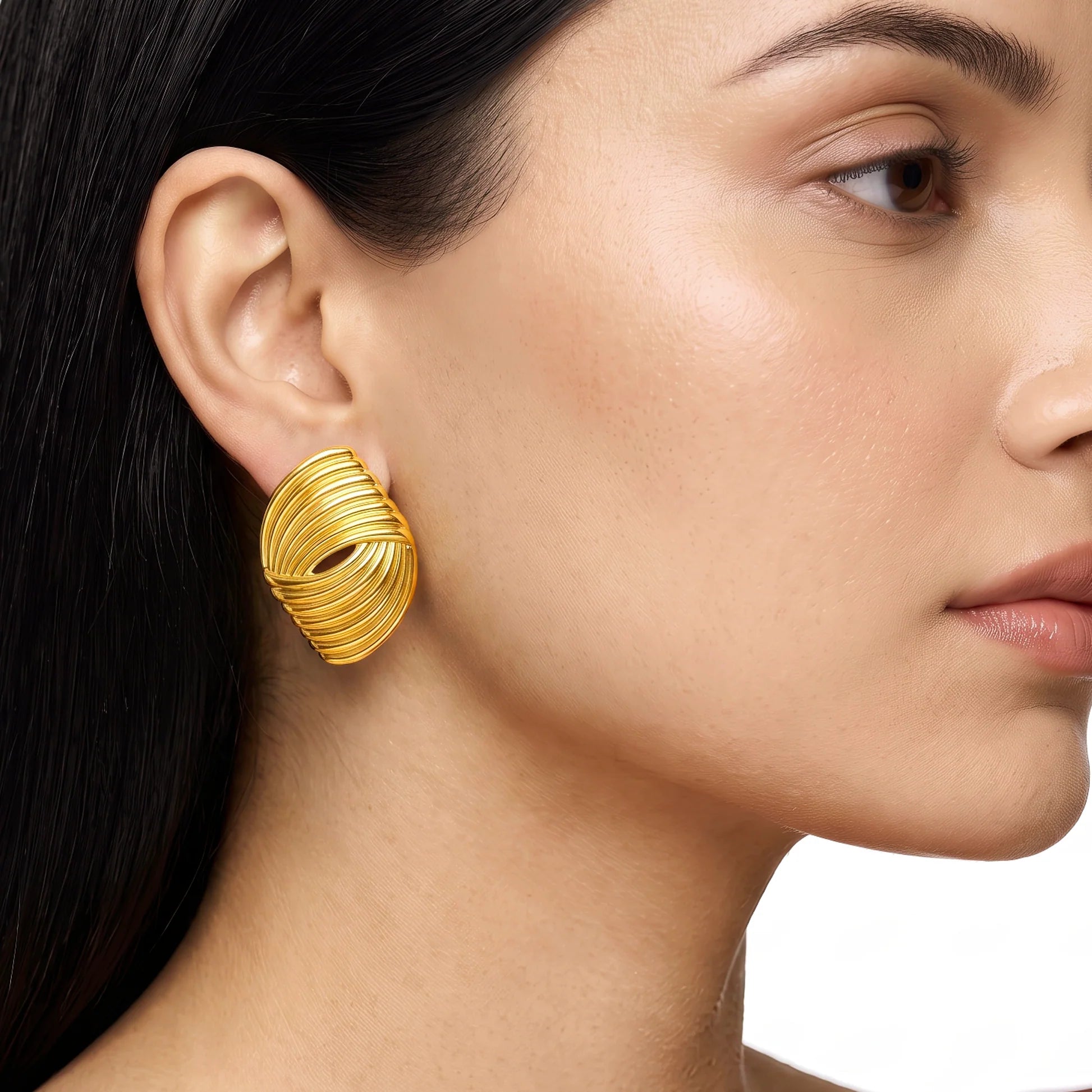 AYMI Earrings Anti-Tarnish Textured Oval Studs