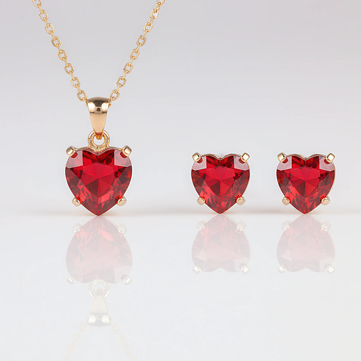 AYMI Necklace Anti-Tarnish Hearted Set With Earrings