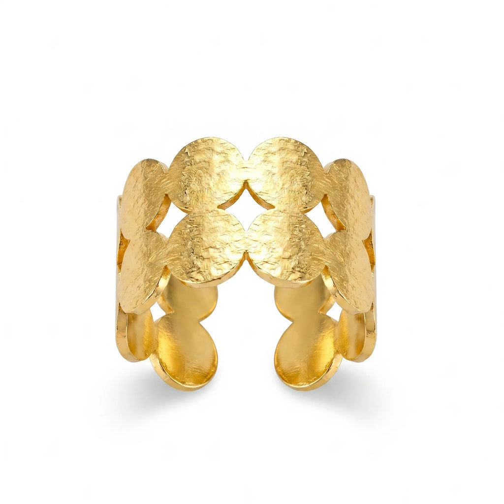 AYMI Ring Anti-Tarnish Hammered Disc (Adjustable Size)