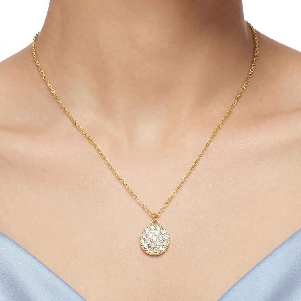 AYMI Necklace Anti-Tarnish Pavé Crystal Medallion