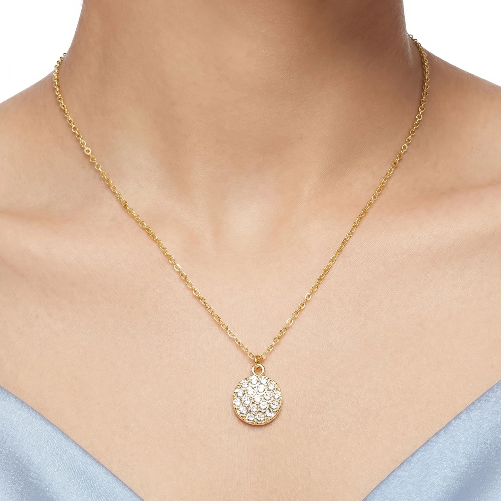 AYMI Necklace Anti-Tarnish Pavé Crystal Medallion