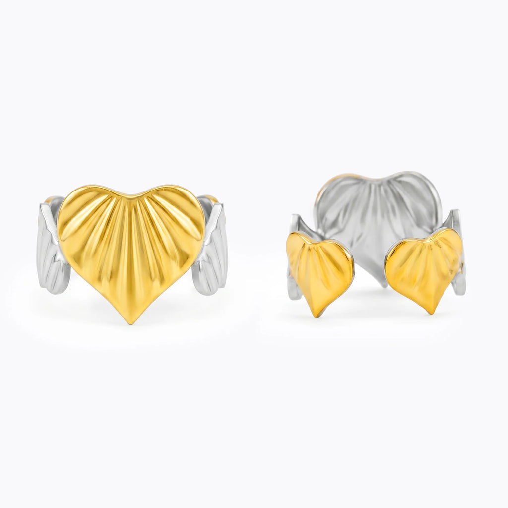 AYMI Ring Anti-Tarnish Textured Heart (Adjustable Size)