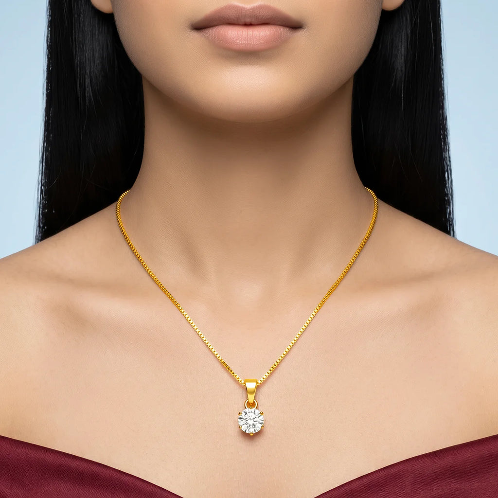 AYMI Necklace Anti-Tarnish Gold
Plated Chain With Solitaire