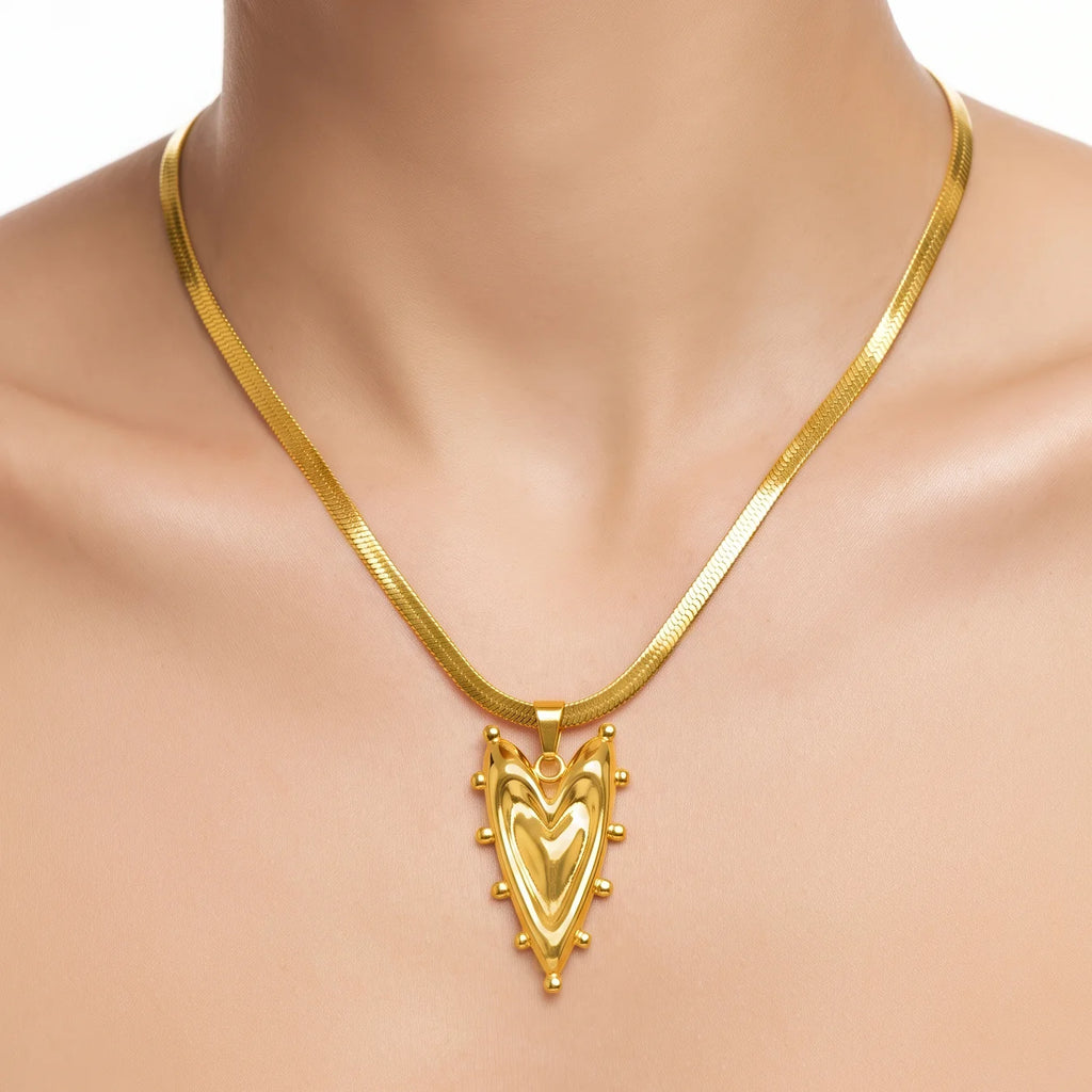 AYMI Necklace Anti-Tarnish Molten Heart Pendant Chain