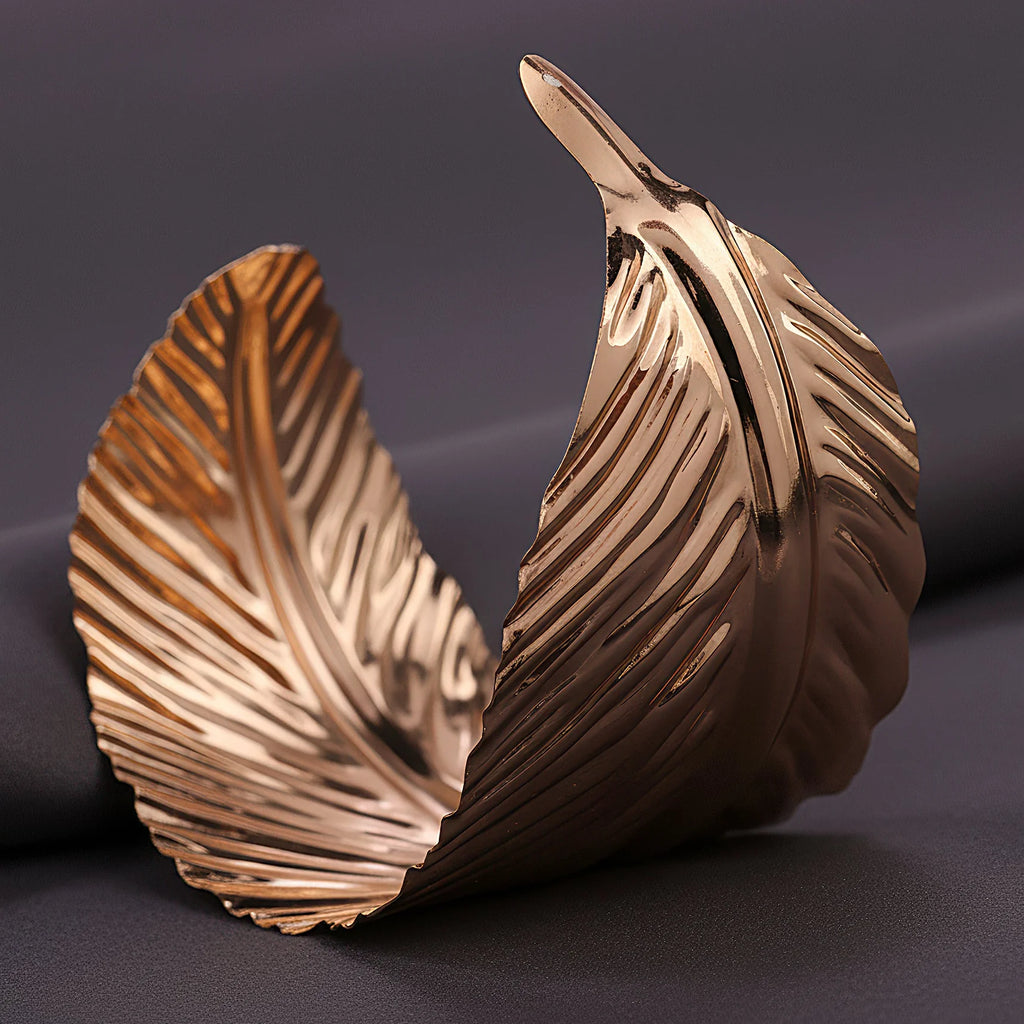 AYMI Bracelet Anti-Tarnish Rose Gold Leaf Bangle (Adjustable Size)