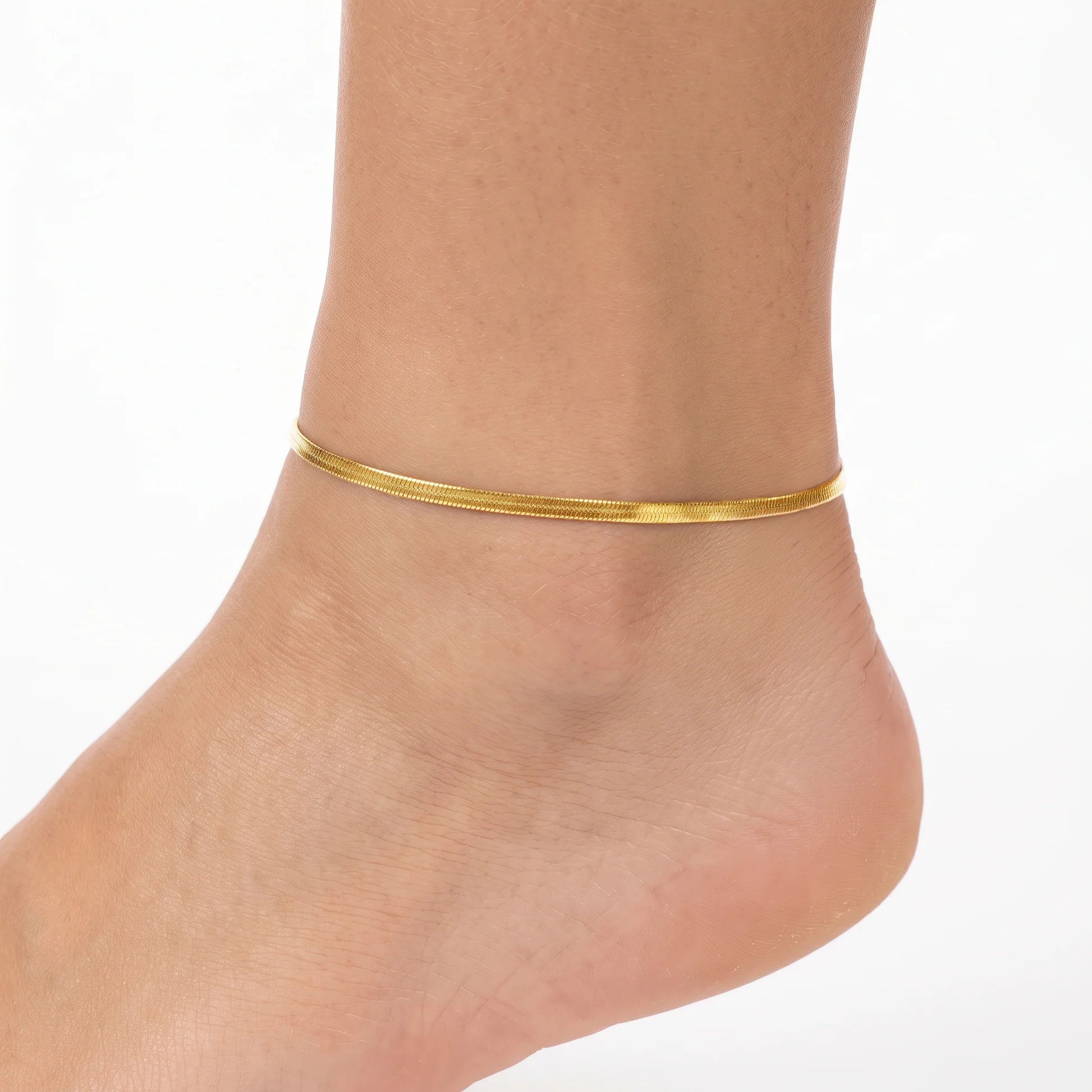 AYMI Anklet Anti-Tarnish Flat Snake Chain