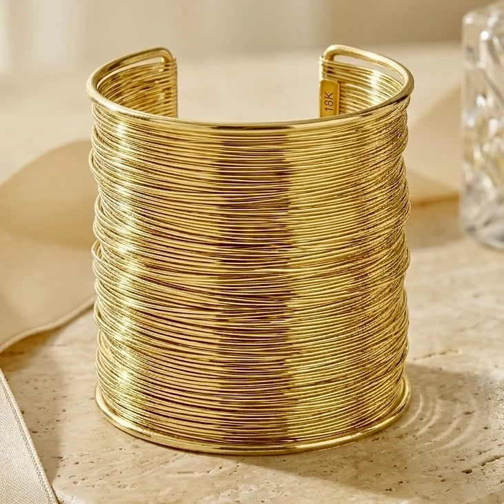 AYMI Bracelet Anti-Tarnish Gold Plated Wired Bangle (Adjustable Size)