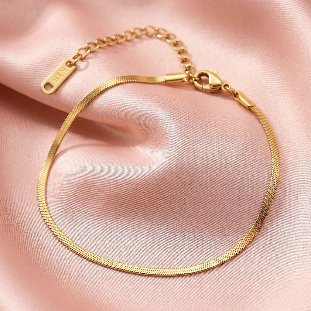 AYMI Anklet Anti-Tarnish Flat Snake Chain