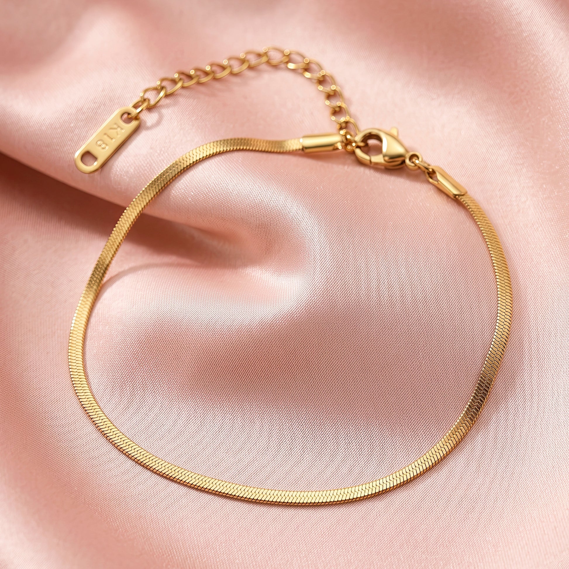 AYMI Anklet Anti-Tarnish Flat Snake Chain