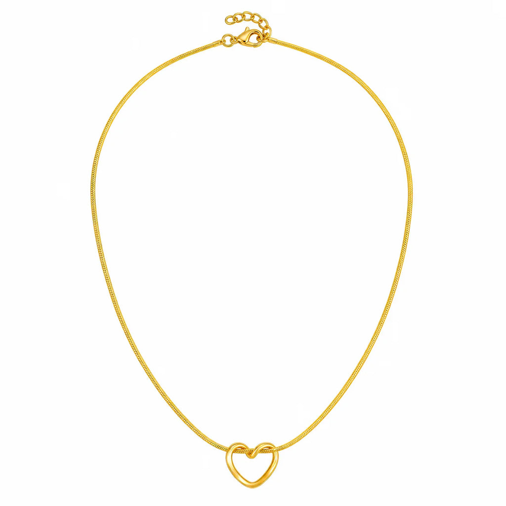 AYMI Necklace Anti-Tarnish Open
Heart Snake Chain