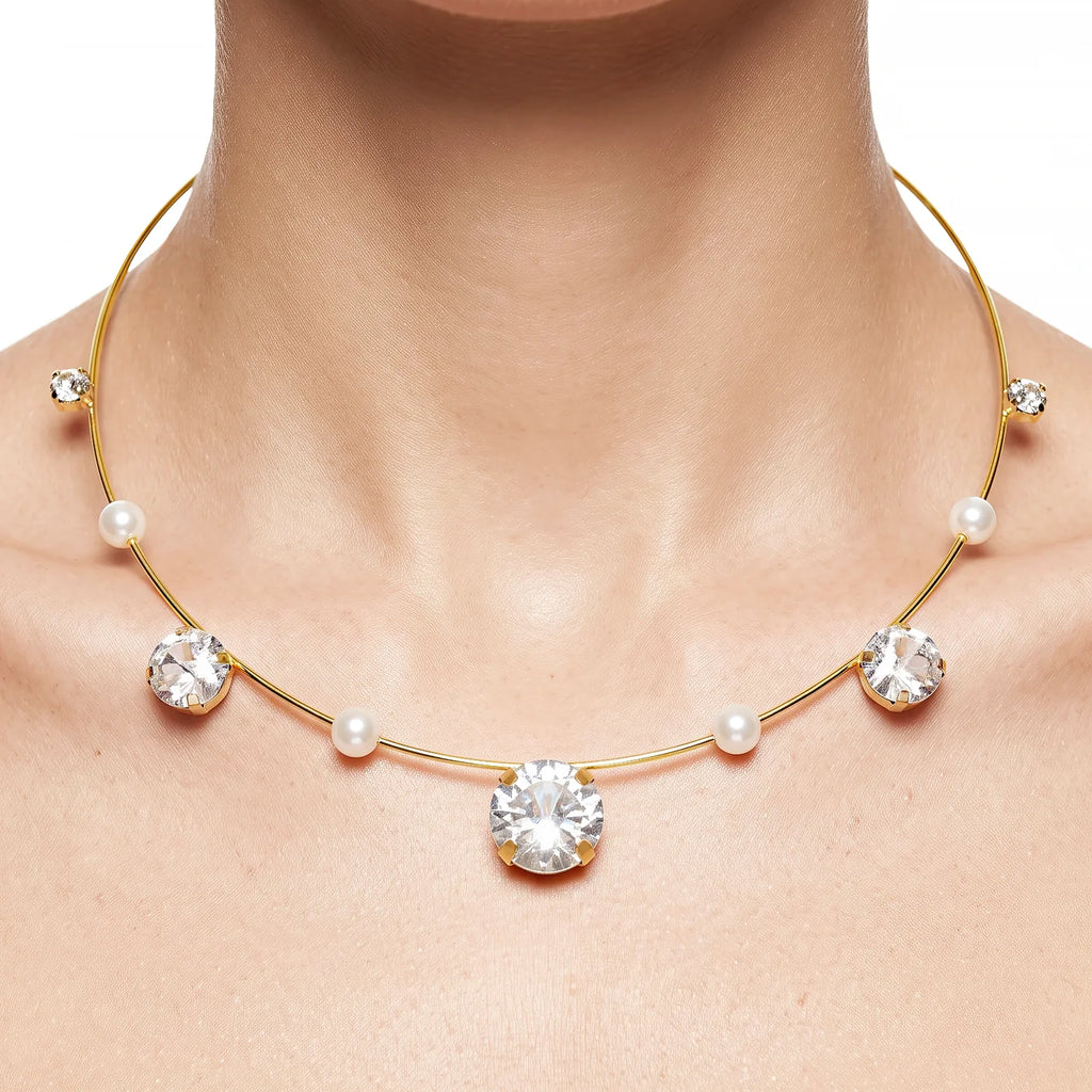 AYMI Necklace Anti-Tarnish Pearl Crystal Collar