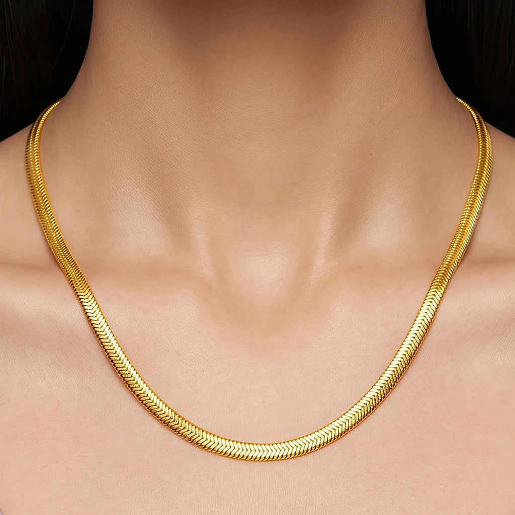 AYMI Necklace Anti-Tarnish Gold Plated Snake Chain