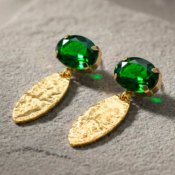AYMI Emerald Crystal Anti-Tarnish Marquise Dangles.