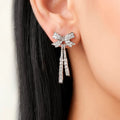 AYMI White Crystal Bow Anti-Tarnish Charm Earrings