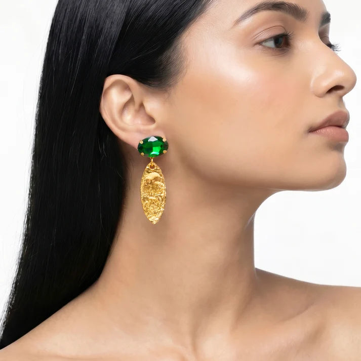 AYMI Emerald Crystal Anti-Tarnish Marquise Dangles.