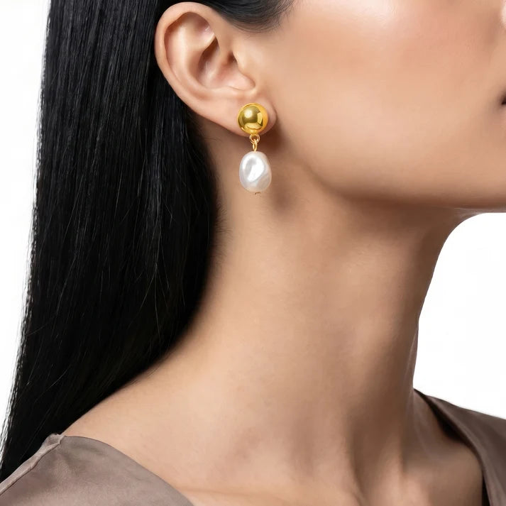 AYMI Pearl Drop Anti-Tarnish Charm Earrings