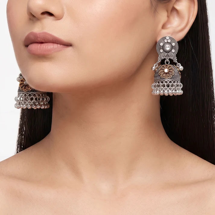 AYMI Oxidized Anti-Tarnish Jhumka Earrings