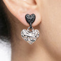AYMI Black and Silver Anti-Tarnish Molten Heart Asymmetrical Earrings